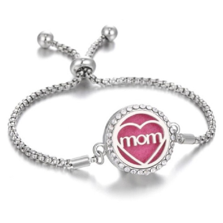 Bratara difuzor de ulei esential cu inchidere magnetica pentru aromaterapie sau parfum, Love Mom