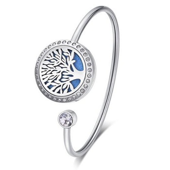 Bratara difuzor de ulei esential cu inchidere magnetica si cristal pentru aromaterapie sau parfum , Tree of Life , argintiu Bratara difuzor de ulei esential cu inchidere magnetica si cristal pentru aromaterapie sau parfum , Tree of Life , argintiu