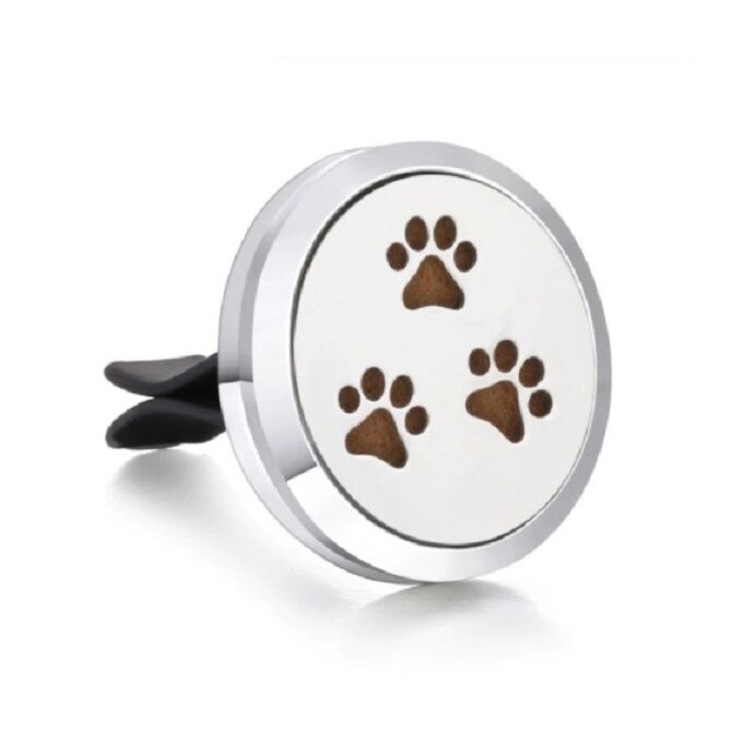 Difuzor auto aromaterapie , pentru uleiuri esentiale, Puppy , argintiu , disc 22 mm