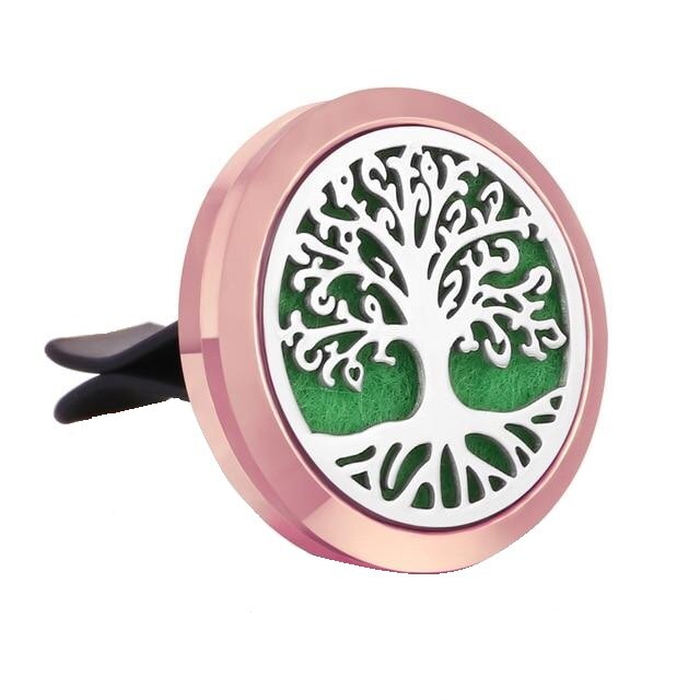 Difuzor auto aromaterapie , pentru uleiuri esentiale , Tree of Life , bronz / argintiu , disc 22 mm