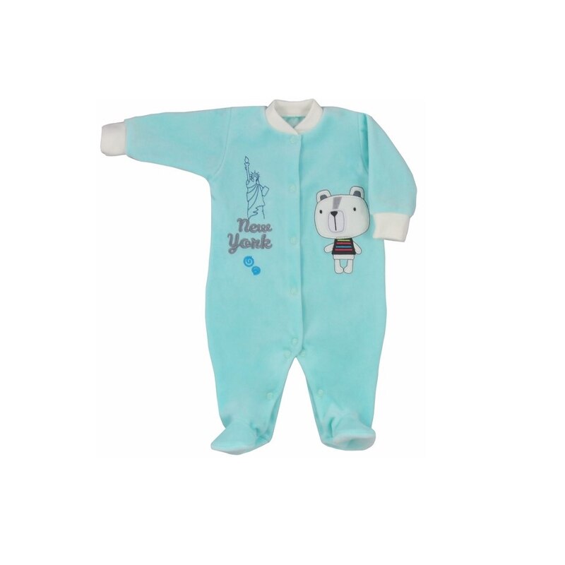 Salopeta cu maneca lunga pentru baieti Koala Swiata 05-092T, Turcoaz 74 cm