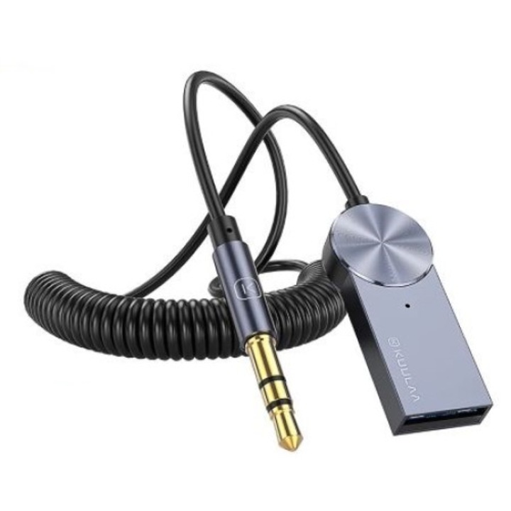 Adaptor Audio KUULAA, Wireless Bluetooth 5.0 la AUX, microfon incorporat, car kit
