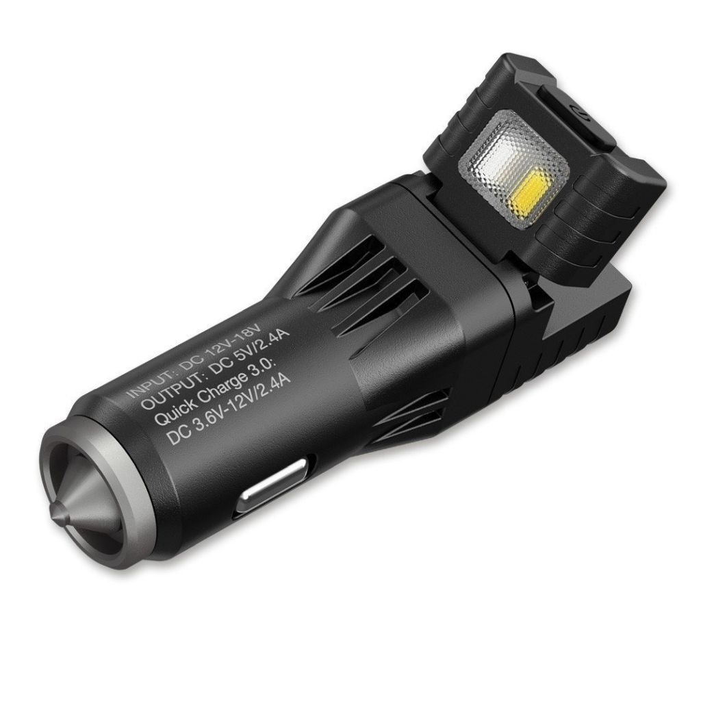 Incarcator auto cu 4 functii Nitecore VCL10 port USB, lanterna, spargator de geamuri, lumina de avertizare