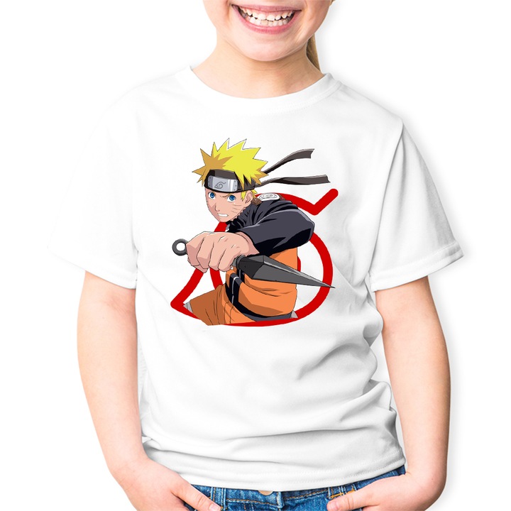 Naruto Boruto Shippuden Kung Fu Anime Manga gyerek póló, Fehér
