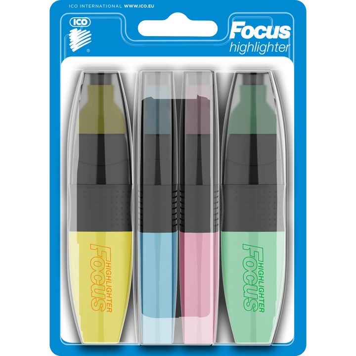 Ico Focus Szövegkiemelő szett, 4 db, Különböző pasztell színek