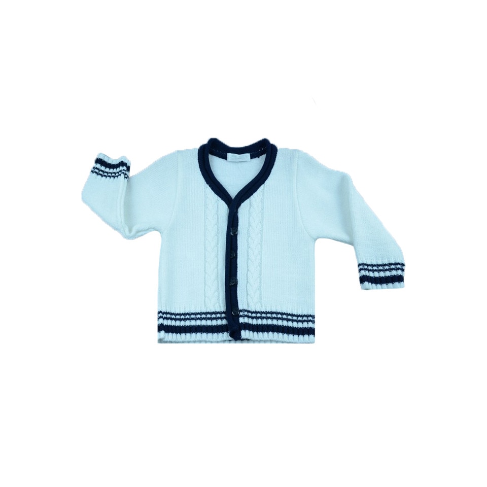 Cardigan maneca lunga pentru baieti Christopher Baby Club CCB1, Alb 80 cm