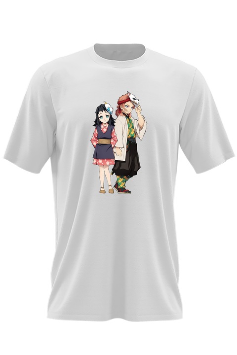 Tricou barbati Demon Slayer Sabito Makomo Friends, Бял