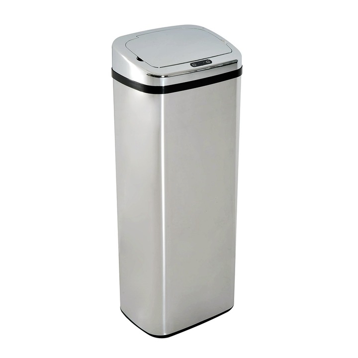 Интелигентна кошче за боклук Homcom, Инфрачервен сензор, 50 l, 33 x 25 x 84 cm, ABS / Неръждаема стомана, Сребрист/Черен