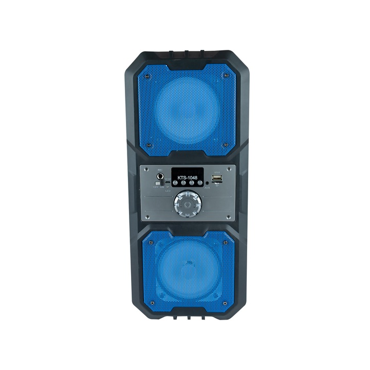 Boxa Karaoke KTS-1048, Efecte de lumina, Bluetooth, Radio, Telecomanda, Albastru