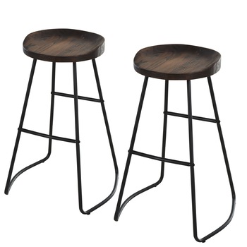 Set de 2 scaune de bar Homcom, Suport pentru picioare, Lemn/Metal, Negru/Maro Set de 2 scaune de bar Homcom, Suport pentru picioare, Lemn/Metal, Negru/Maro