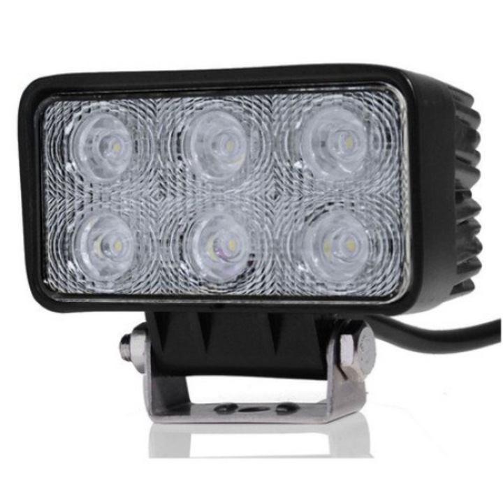 Proiector LED Auto Offroad 18W/12V-24V, 1320 Lumeni, Dreptunghiular, Flood Beam 60 Grade