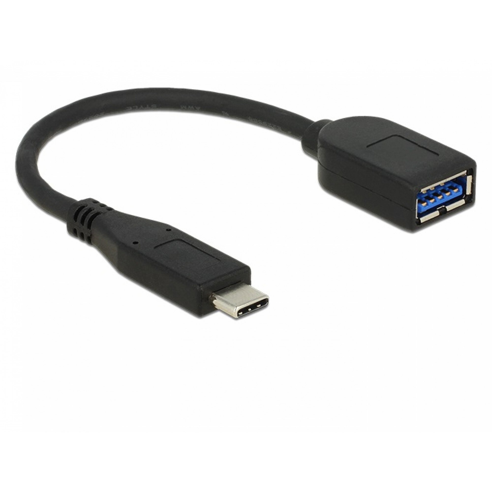Adaptor SuperSpeed USB 3.1 tip C (host) la USB-A (device) T-M 10cm coaxial negru Premium, Delock 65684