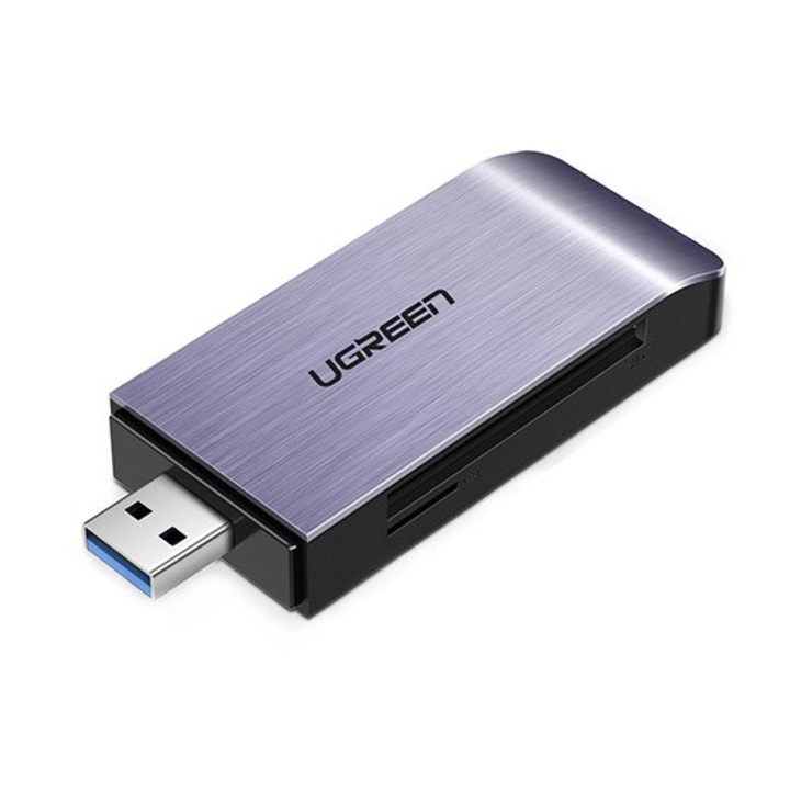 Адаптер Ugreen, USB 3.0 SD, Micro SD четец за карти, сив