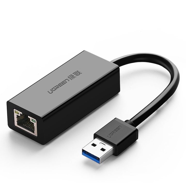 Адаптер Ugreen, USB 3.2 Gen 1, 1000 Mbps, Gigabit Ethernet външен мрежов, черен