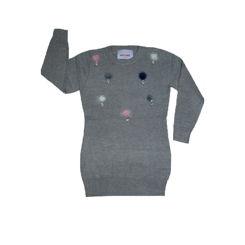 Pulover cu maneca lunga pentru Fete Happy House BL-261G, Gri 116 cm
