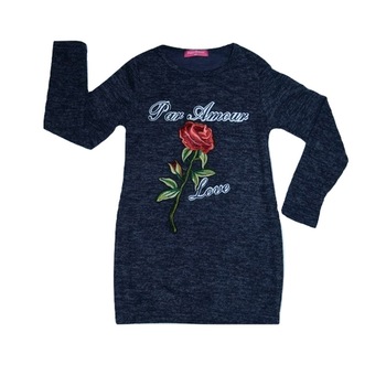 Pulover cu maneca lunga pentru Fete Happy House Q-6317B, Bleumarin 128 cm Pulover cu maneca lunga pentru Fete Happy House Q-6317B, Bleumarin 128 cm