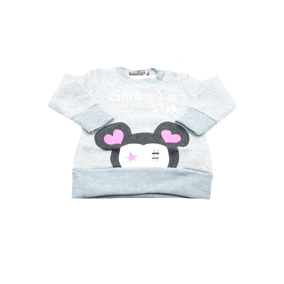 Pulover cu maneca lunga pentru fete Happy House WB-1461, Gri 98 CM Standard