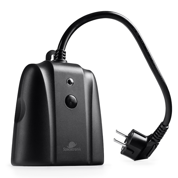 Външен контакт Spacetronik, Smart Life SL-PS34, Wi-Fi, Bluetooth, Водоустойчивост, Черен
