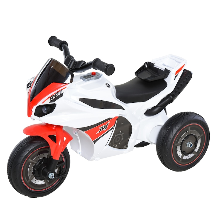 HOMCOM elektromos tricikli, 3 km / h, 18-36 hónapos gyermekek számára, fehér / piros
