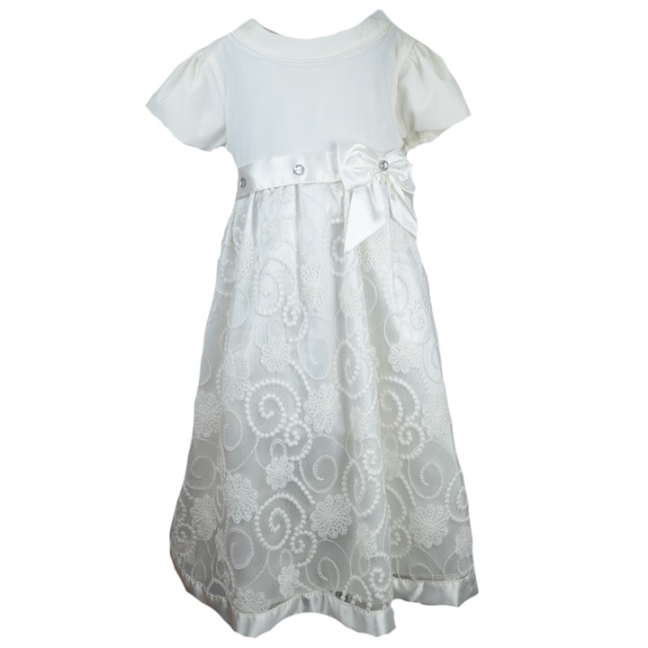 Elegáns ruha lányoknak Mini Junior RM-1-128-cm, Fehér 128 CM