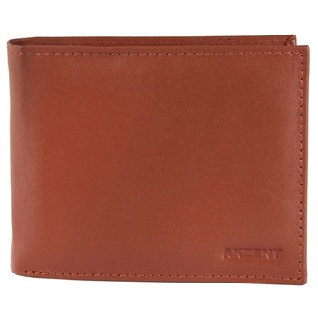 Portofel pliabil din piele cognac pentru barbati AKZENT Portofel pliabil din piele cognac pentru barbati AKZENT