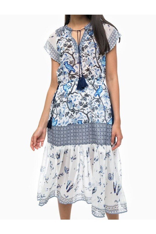 Rochie Desigual Nadine, Alb / Albastru, 40
