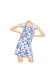 Rochie Desigual Think in Blue, Alb - Albastru, L Rochie Desigual Think in Blue, Alb - Albastru, L
