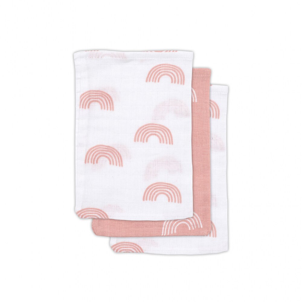 Set 3 manusi hidrofile, Jollein Rainbow, 21x15 cm, roz