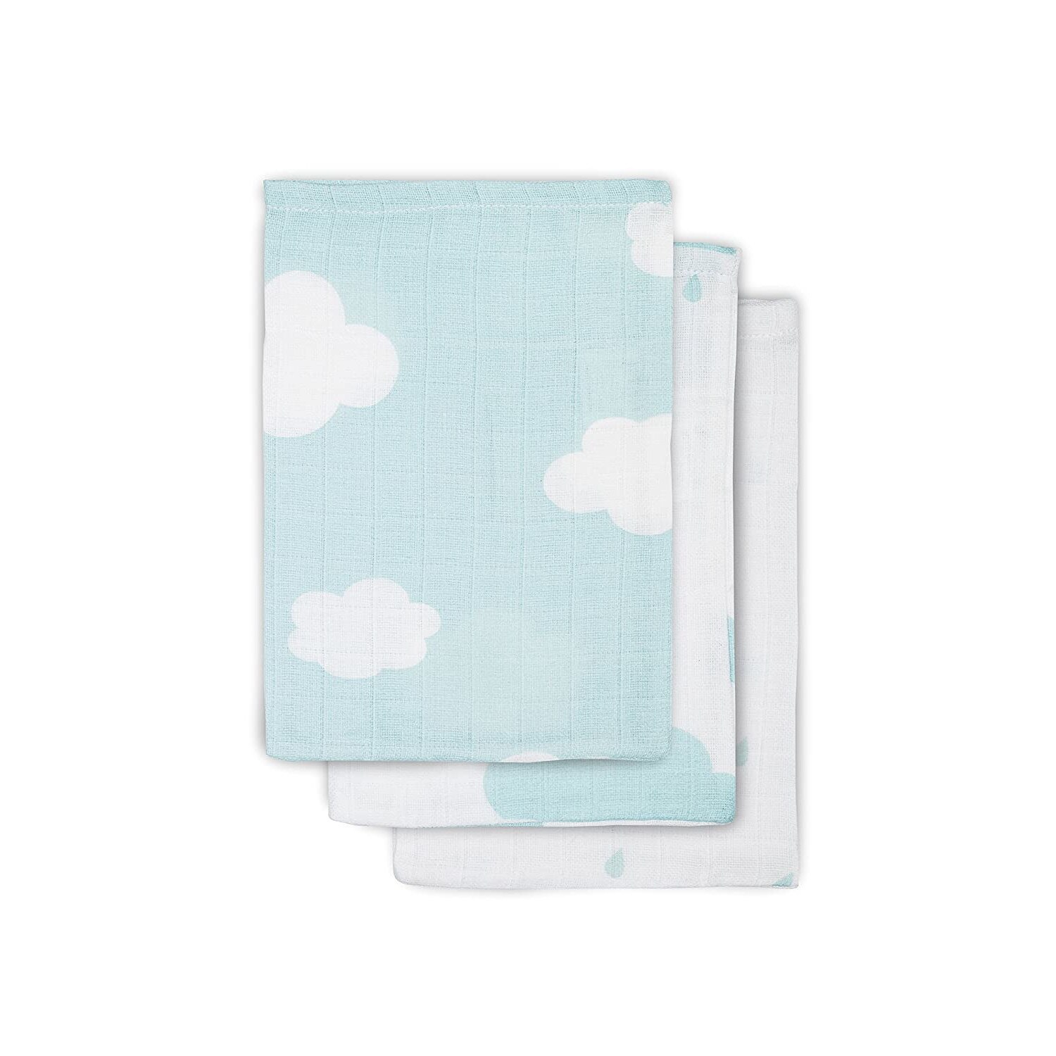 Set 3 manusi hidrofile, Jollein Clouds, 21x15 cm, turcoaz