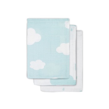 Set 3 manusi hidrofile, Jollein Clouds, 21x15 cm, turcoaz Set 3 manusi hidrofile, Jollein Clouds, 21x15 cm, turcoaz