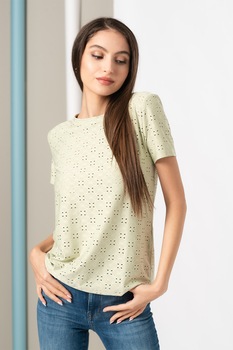 JdY, Tricou cu perforatii Cathinka, Verde menta JdY, Tricou cu perforatii Cathinka, Verde menta