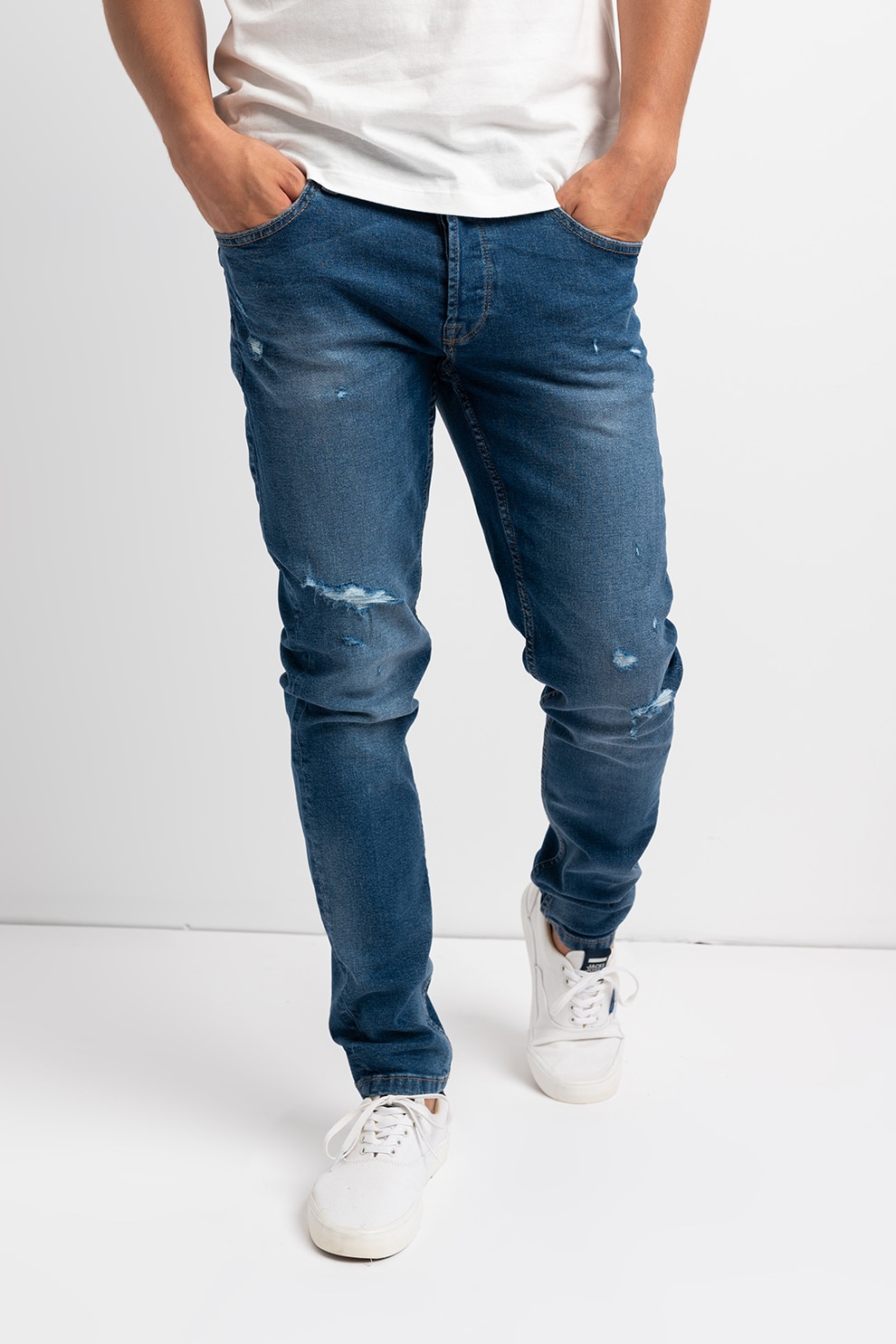 Only & Sons, Blugi slim fit Loom Life, Albastru inchis, W31-L34