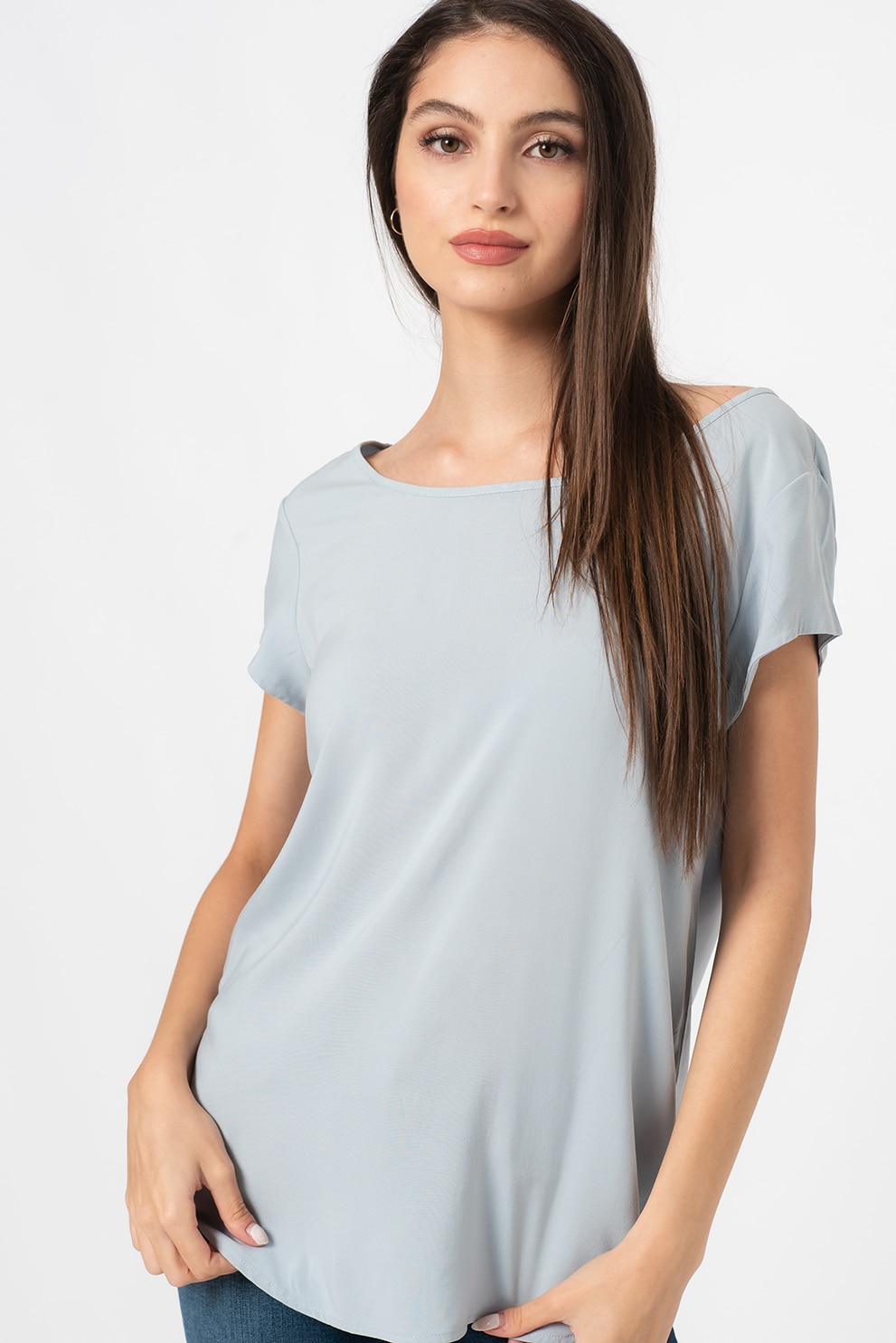 Only, Bluza vaporoasa cu maneci scurte Nova, Albastru deschis