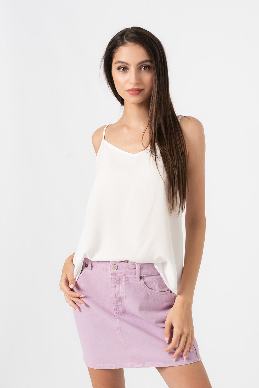 Only, Top cu decolteu in V Nova, Alb