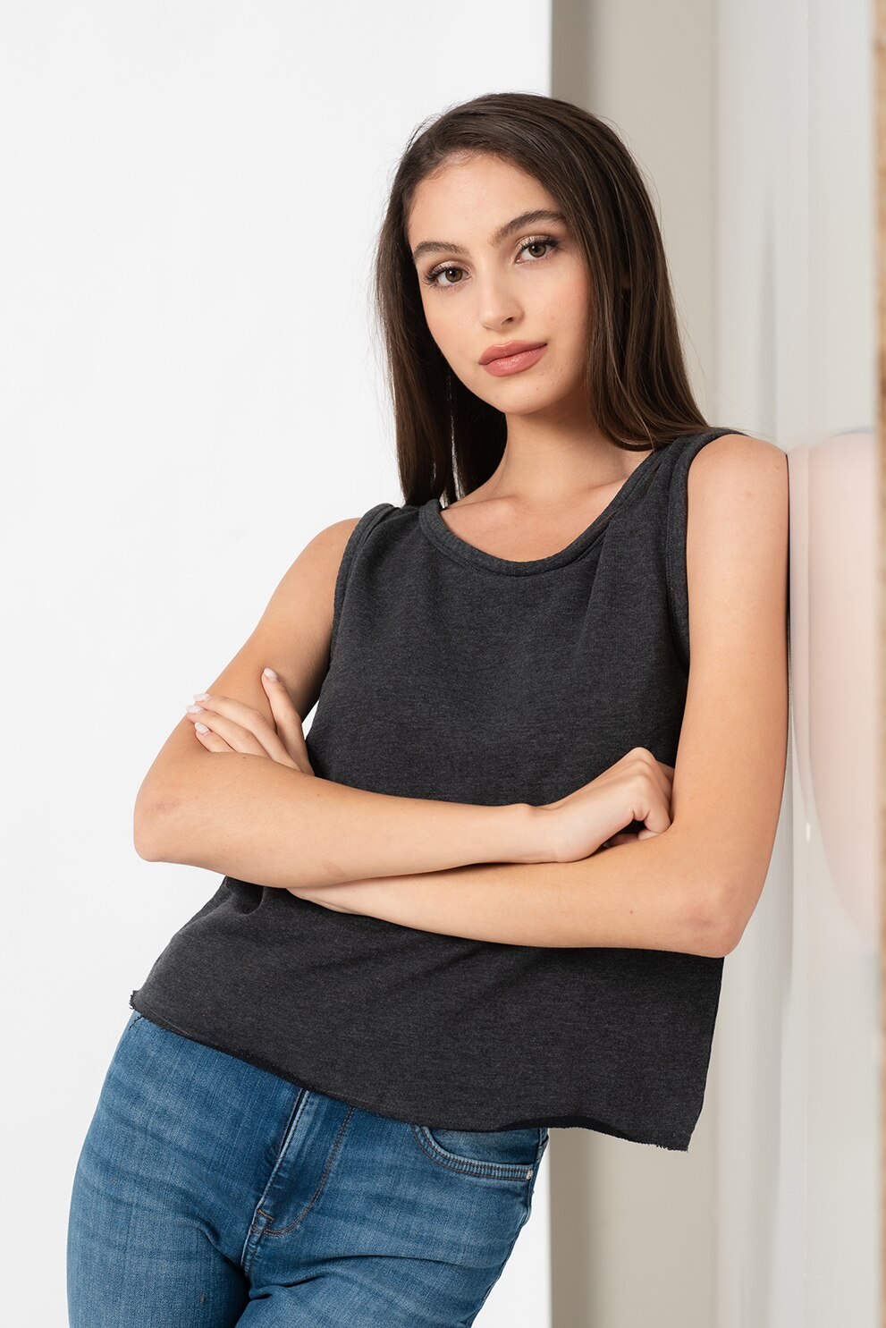 Only, Top crop de bumbac organic Sia, Negru stins