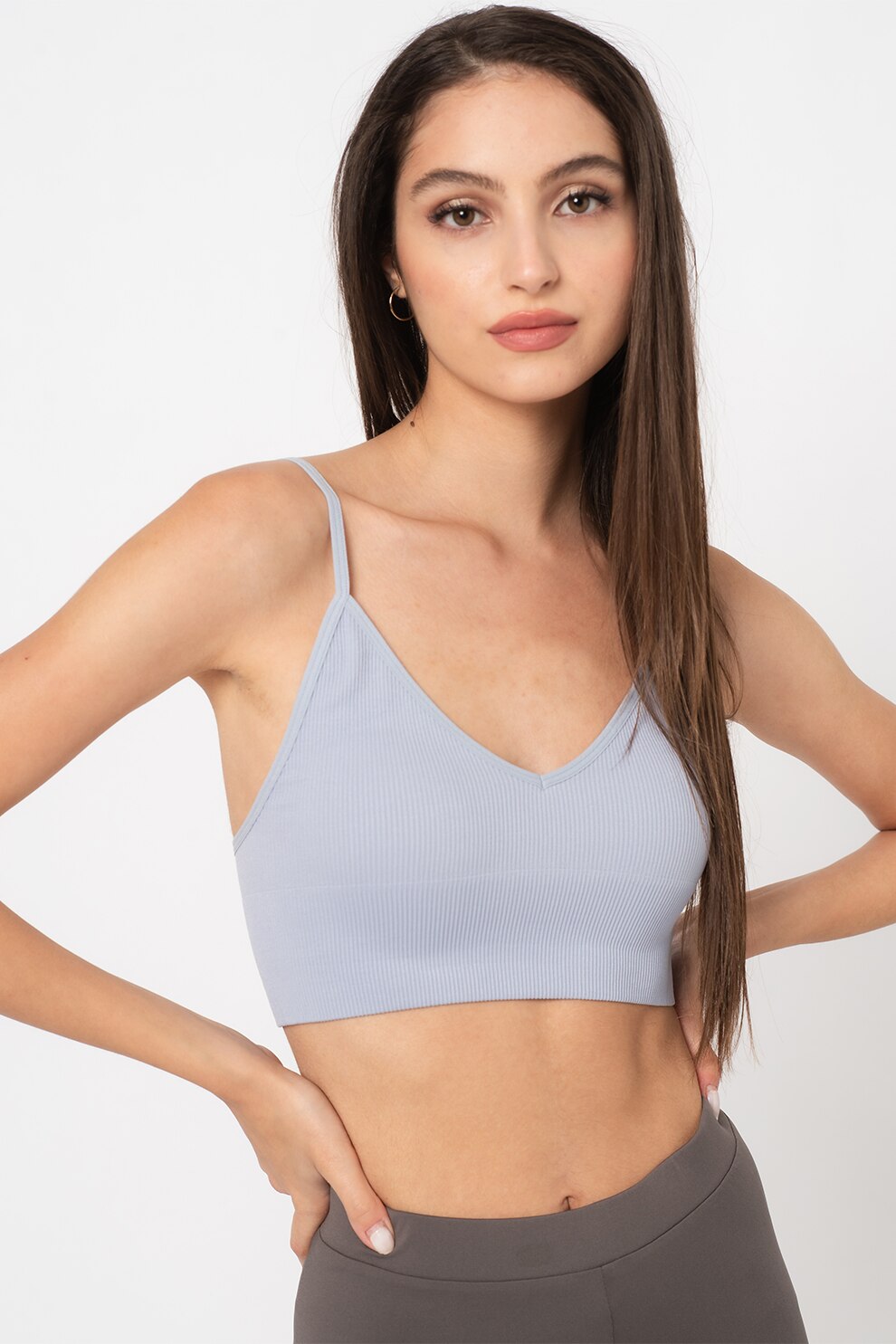 Only, Bustiera striata cu decolteu in V Vicky, Albastru lavanda