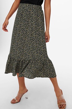 JdY, Fusta midi cu volane, Negru/Galben/Alb JdY, Fusta midi cu volane, Negru/Galben/Alb