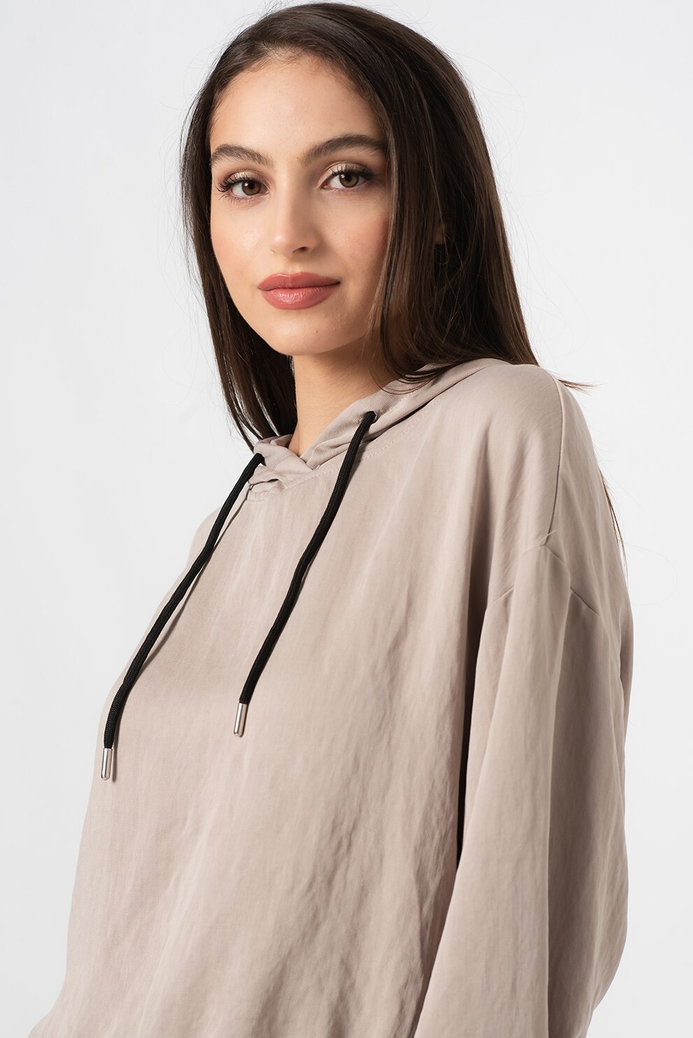 Only, Hanorac supradimensionat din amestec de lyocell cu maneci cazute Surf, Gri