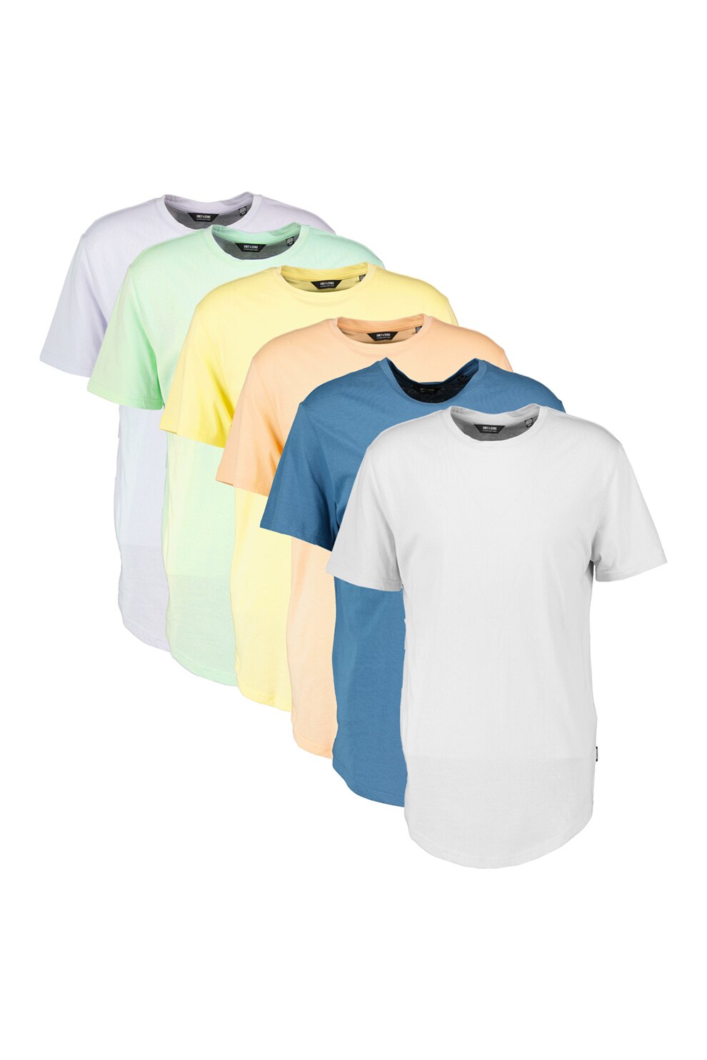 Only & Sons, Set de tricouri regular fit - 10 piese, Alb/Roz/Verde menta