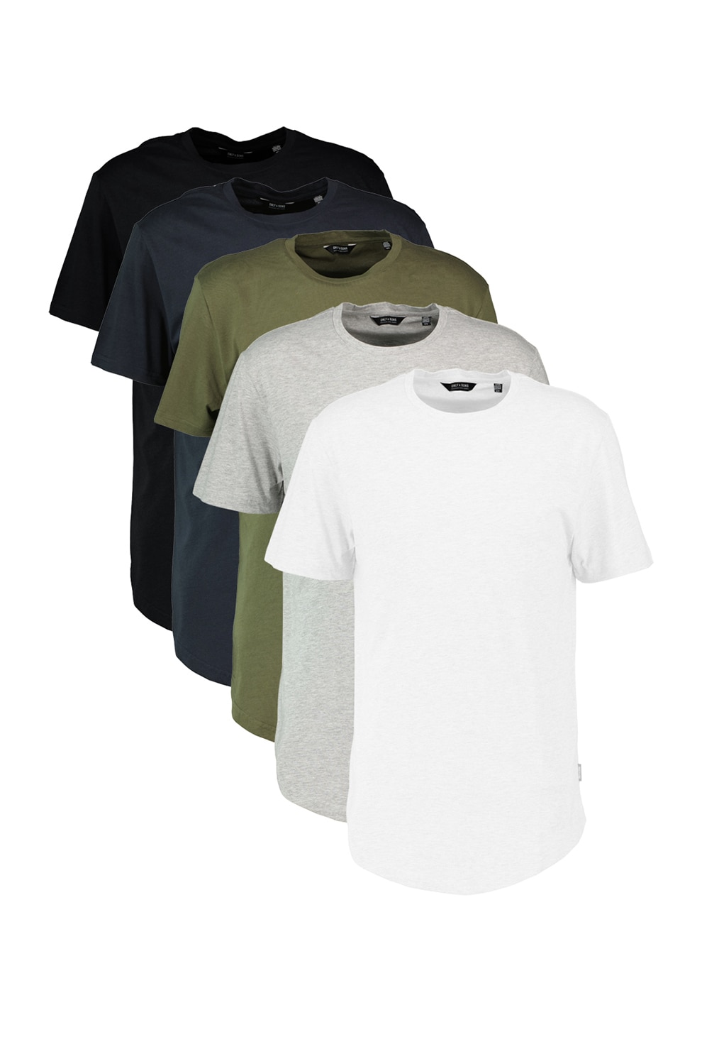 Only & Sons, Set de tricouri regular fit - 10 piese, Alb/Bleumarin/Negru