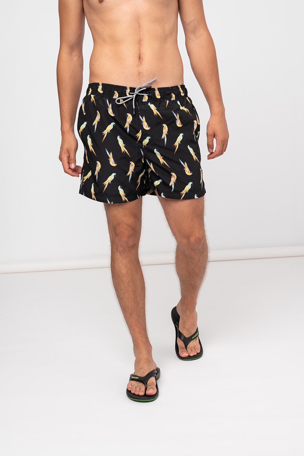 Jack&Jones, Pantaloni scurti de baie Aruba, Negru/Verde menta/Galben, S