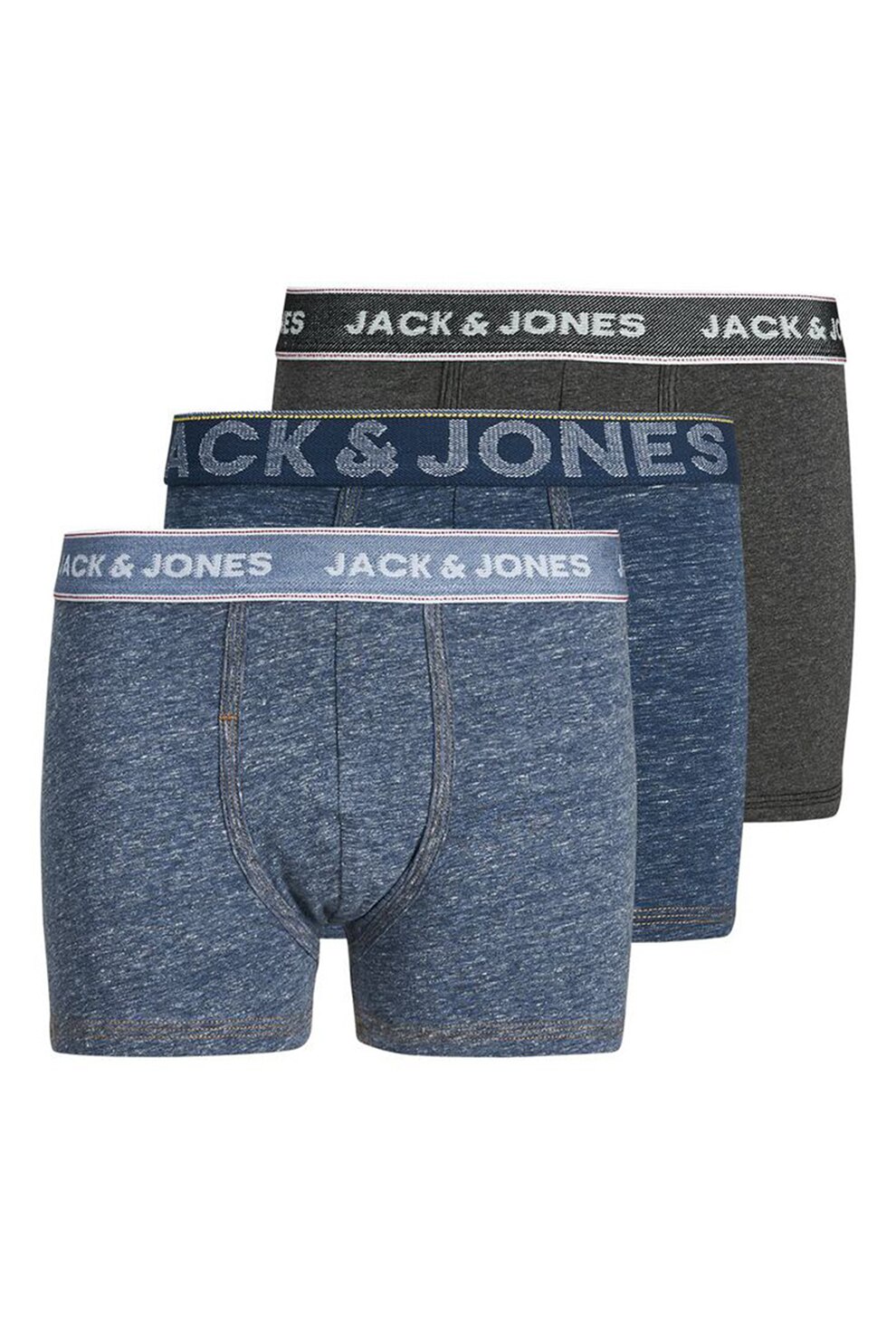 Jack&Jones, Set de boxeri 3 perechi cu banda elastica cu logo Bleumarin/ Gri, Bleumarin/ Gri, 140 CM