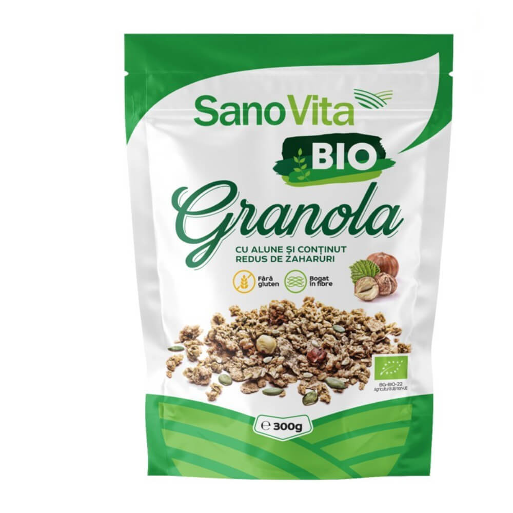 Granola cu Alune Sano Vita Bio 300g, Continut Redus de Zahar