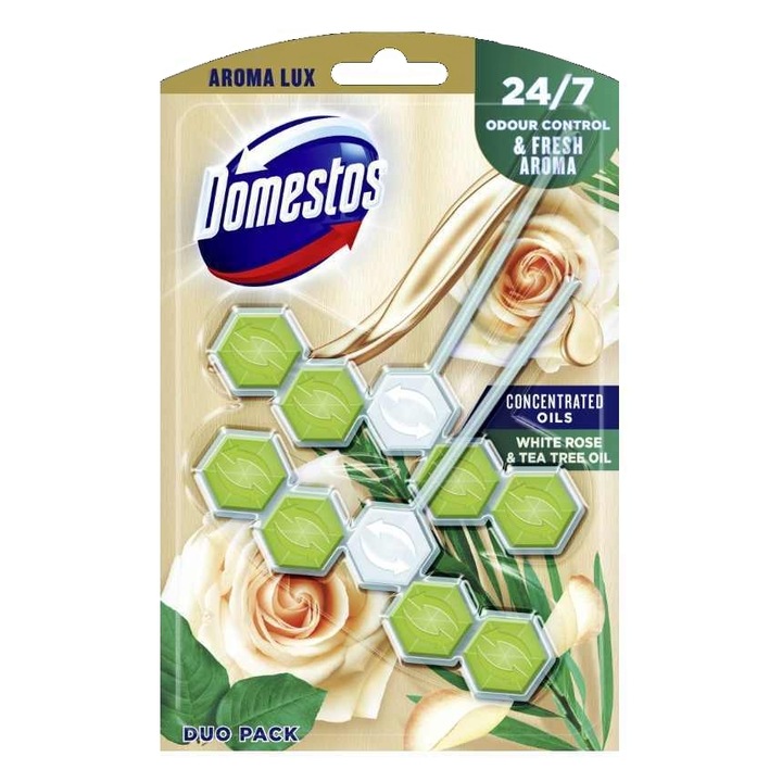 Domestos Aroma Lux WC-rúd White Rosebuds & Tea Tree Oil, 2x55g