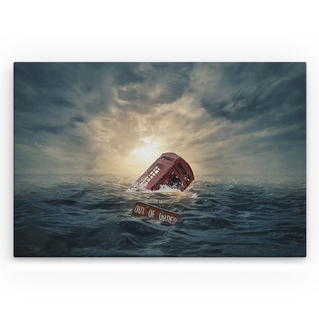 Tablou Canvas Fantasy Cabina Telefonica in Mare, 80 x 50 cm