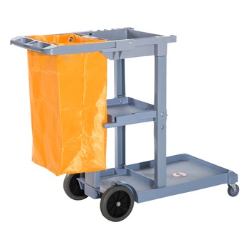 Set curatenie HOMCOM, Carucior, Suport sac, 3 tavi, Platforma din plastic, Gri/Portocaliu Set curatenie HOMCOM, Carucior, Suport sac, 3 tavi, Platforma din plastic, Gri/Portocaliu