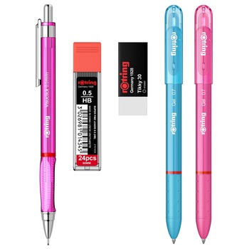 Set Rotring 5 piese - creion mecanic Visu 0.5 mm pink Set Rotring 5 piese - creion mecanic Visu 0.5 mm pink