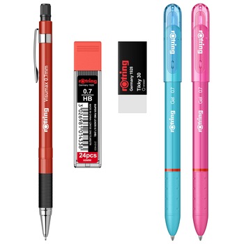Set Rotring 5 piese - creion mecanic Visu 0.7 mm red Set Rotring 5 piese - creion mecanic Visu 0.7 mm red