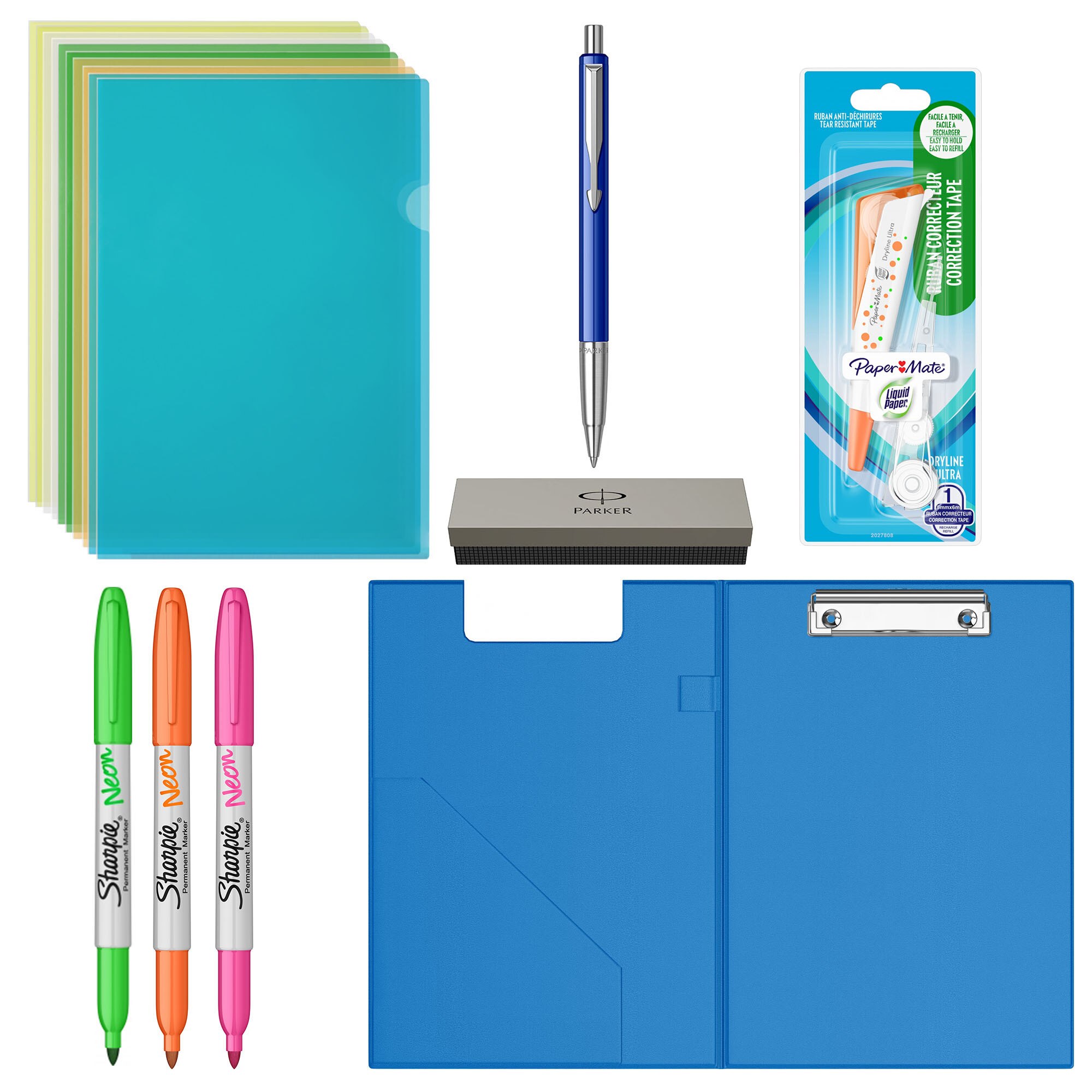 Pachet Parker, Papermate, Sharpie, Acvila 17 piese – pix Vector Blue