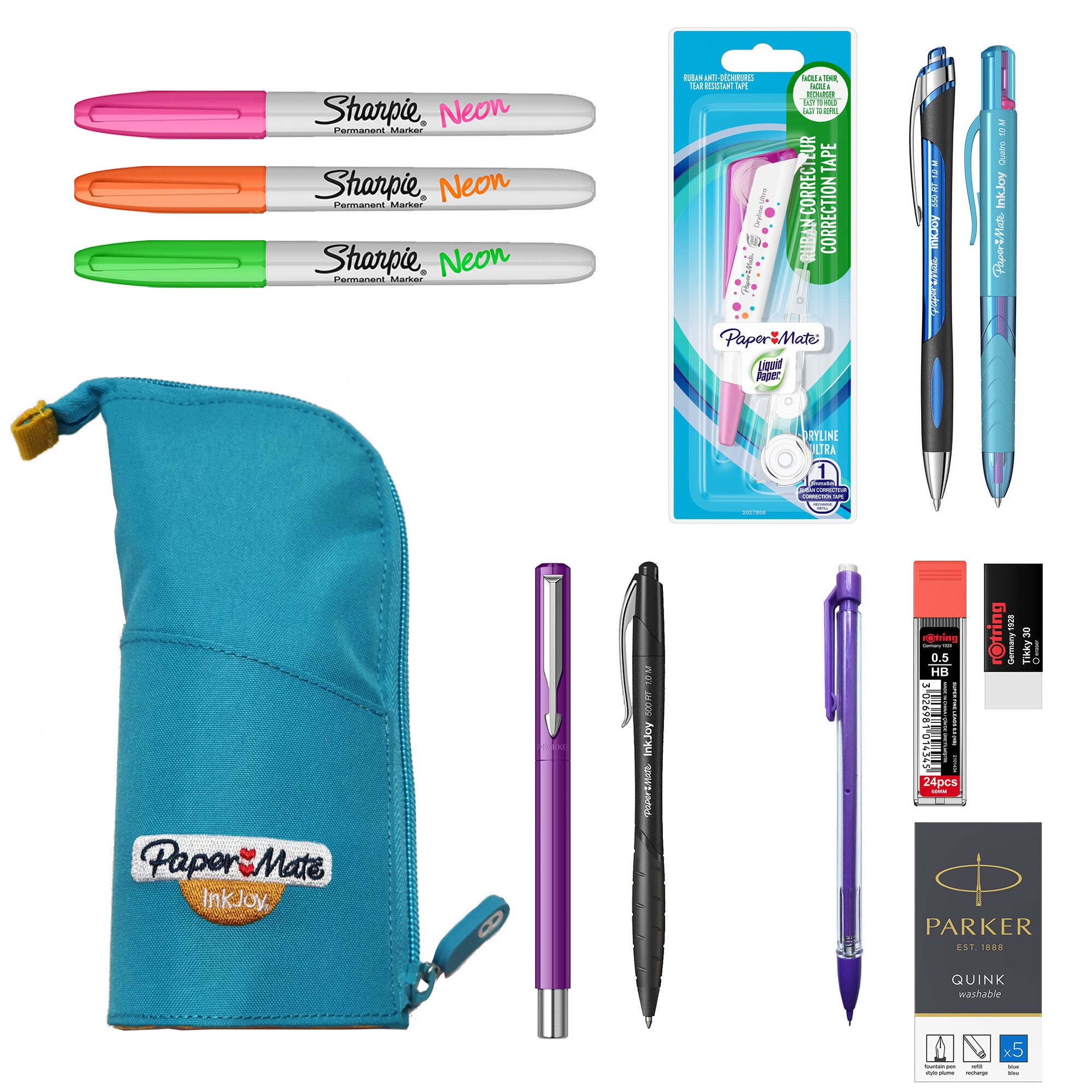 Pachet Parker, Rotring, Papermate, Sharpie 14 piese – stilou Vector Purple